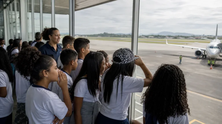 Estudantes de Cabo Frio vivenciam rotina aeroportuária em ação educativa da Anac