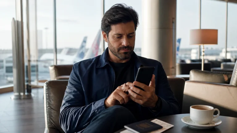 como saber se tenho milhas para vender - Pessoa conferindo o saldo de milhas e pontos em aplicativos de fidelidade no celular