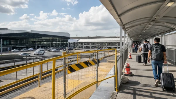 Acesso de pedestres ao Aeroporto de Guarulhos é bloqueado novamente; concessionária negocia solução com prefeitura